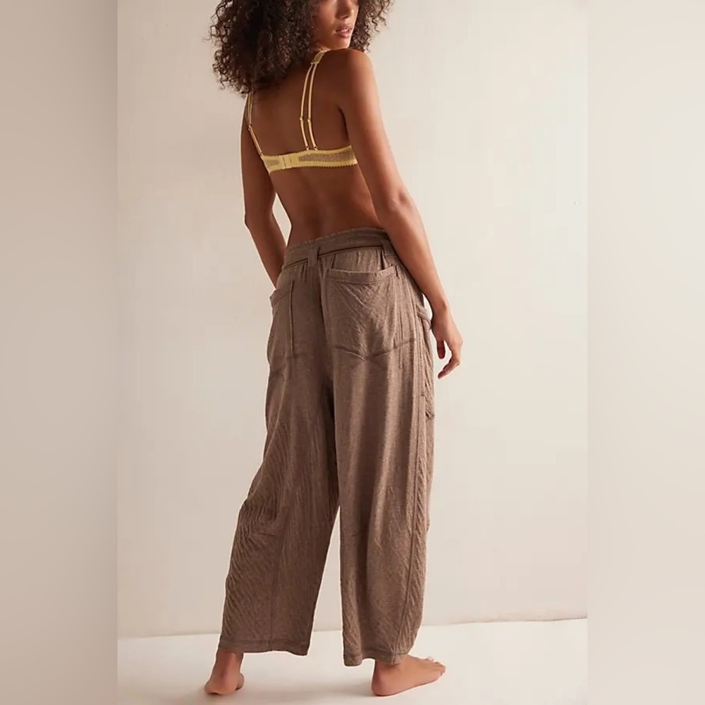 Free People Brown Wide-Leg Drawstring Joggers - Picture 2 of 4